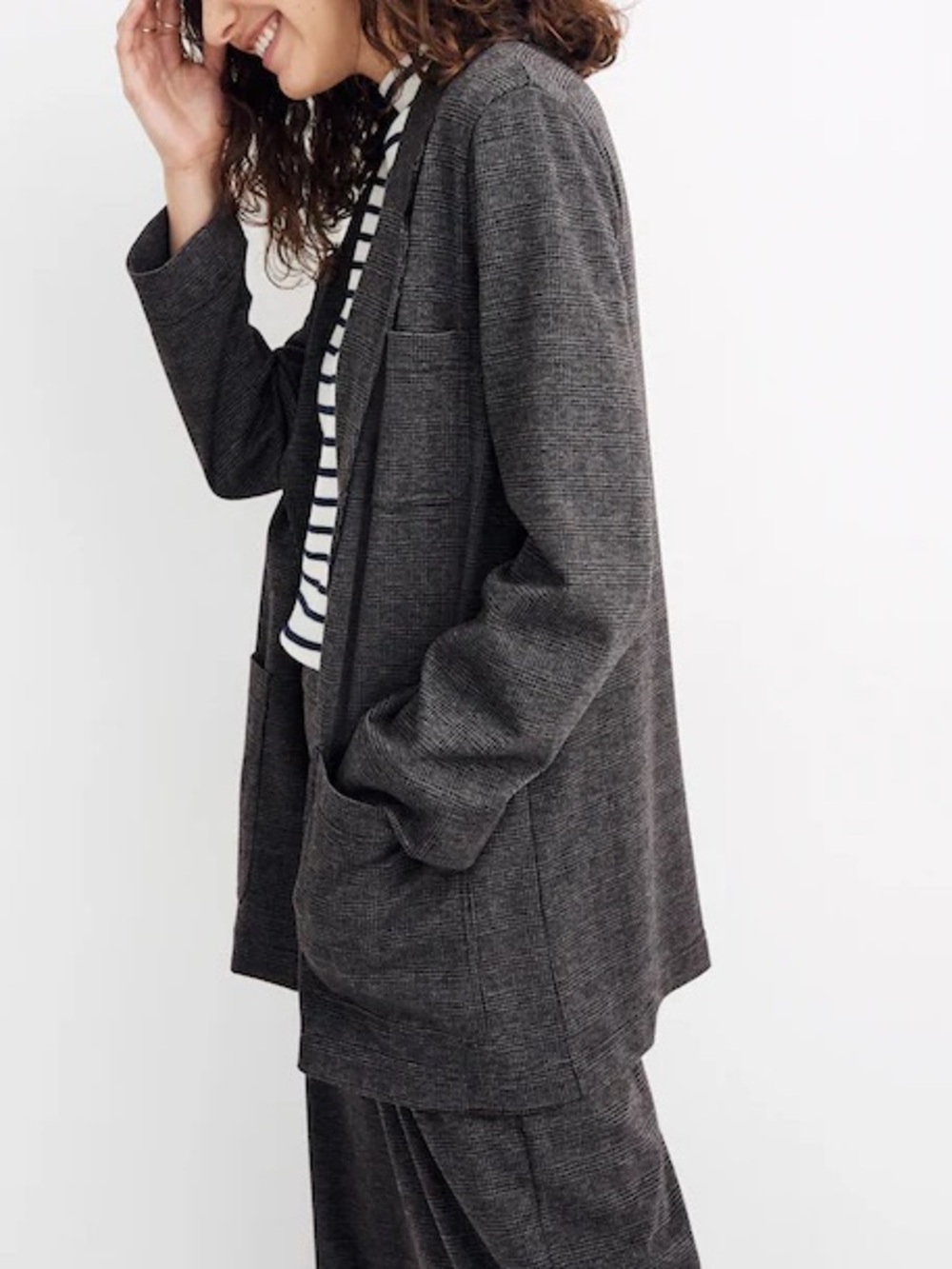 Madewell Oversized Knit Blazer in Glen Plaid